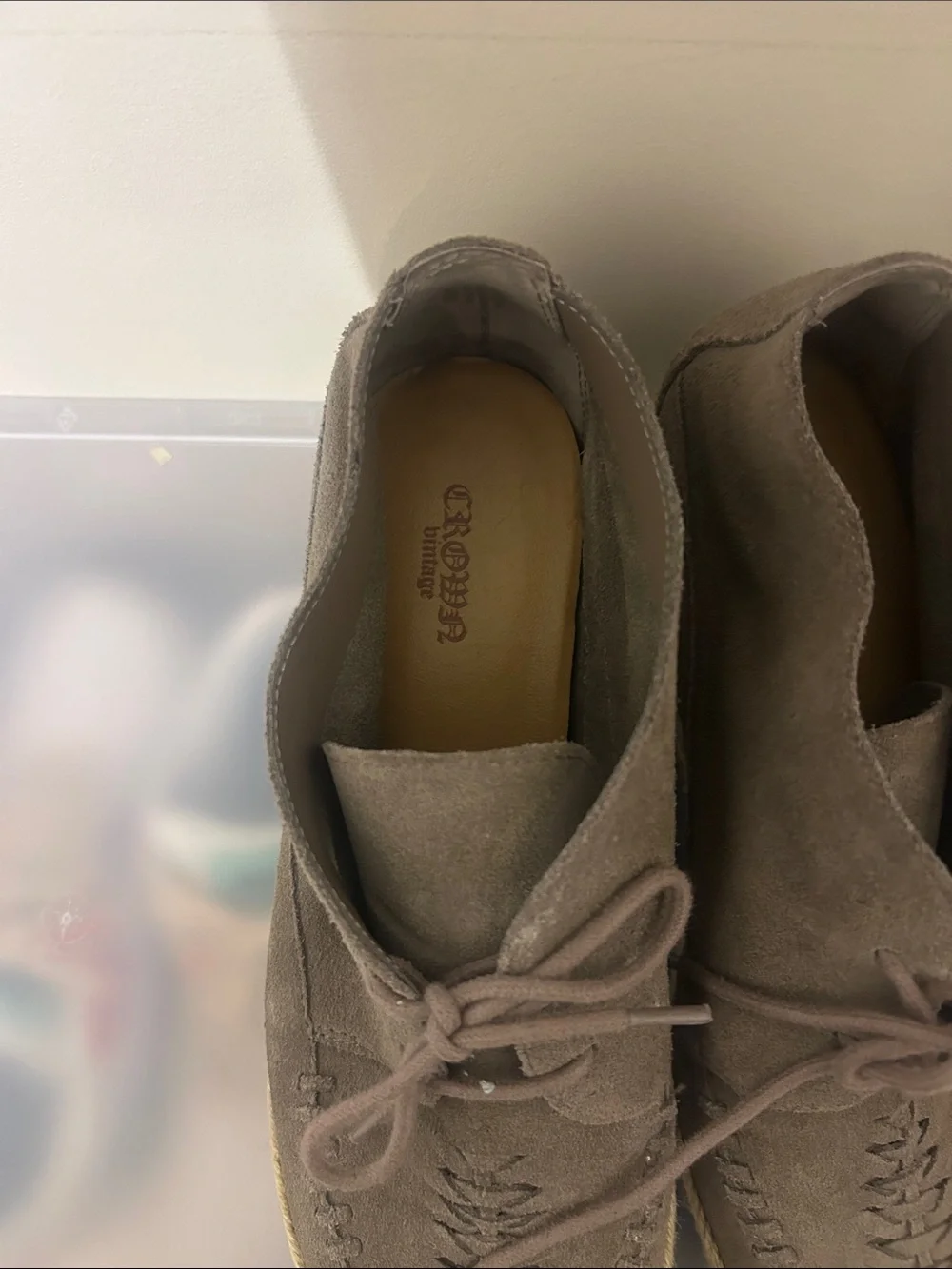 Crown Vintage Taupe Suede Chukka Boots with Braided Detail